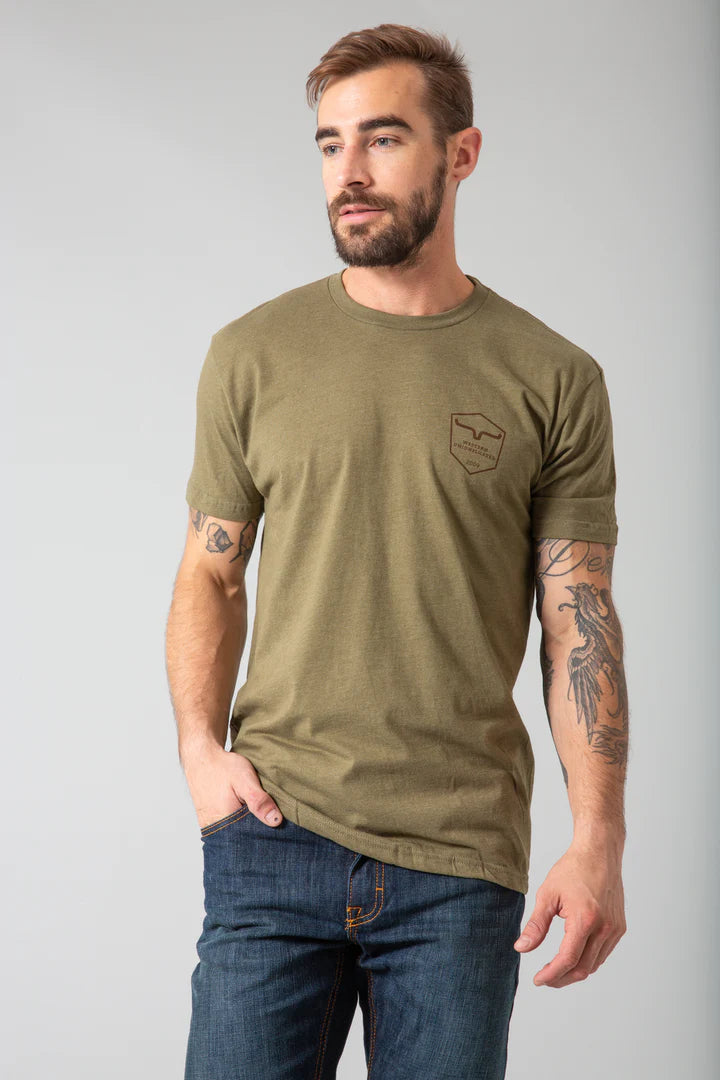 Kimes Ranch Men's Shielded Trucker Military Green T-Shirt – Leanin ...