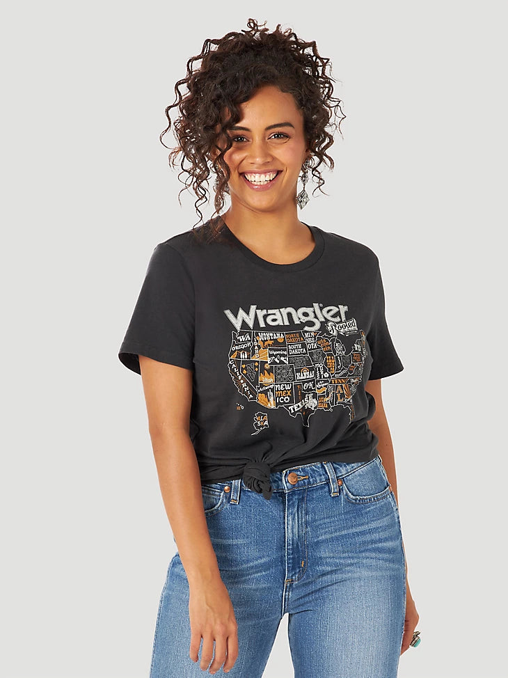 Wrangler Rooted Collection USA Map Black T-Shirt – Leanin' Pole Arena