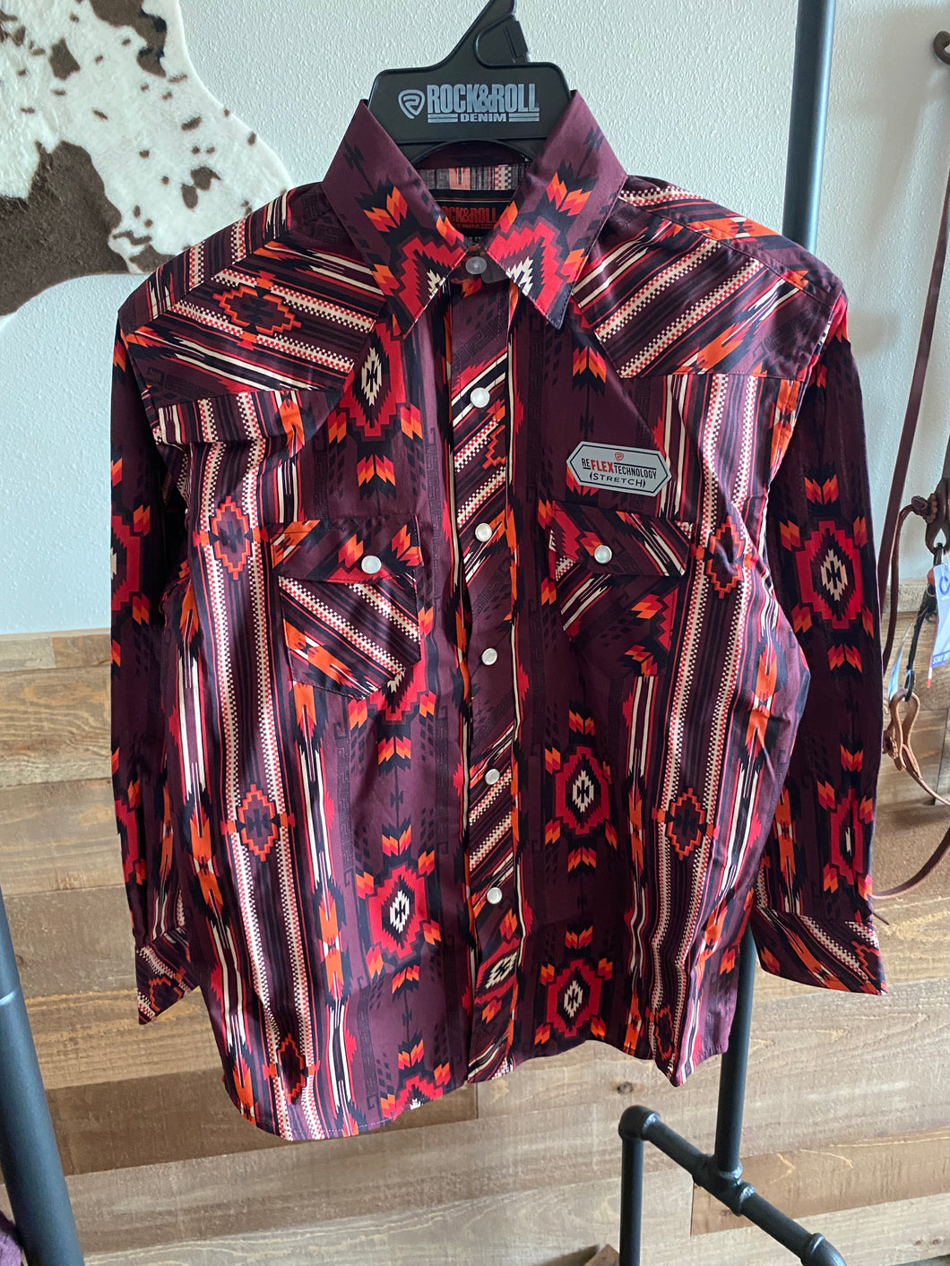 Rock & Roll Boy's Aztec Print Burgundy Western Shirt – Leanin' Pole Arena