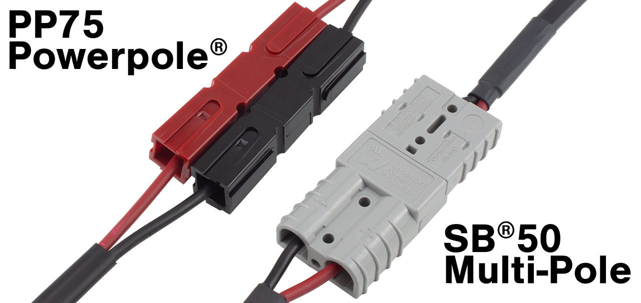Genuine Anderson Plug Heavy Duty Double Adapter Lead 8B&S Twin Cable - SB50  - Grey - 12V - Eledric