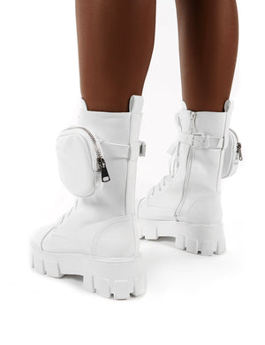 chunky white ankle boots