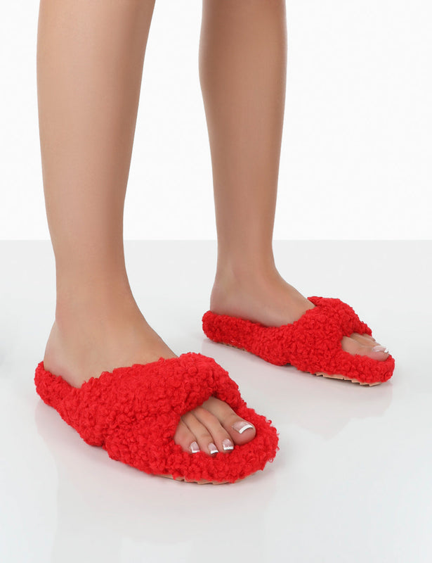 Fluffy Slippers Womens Faux Fur Sliders