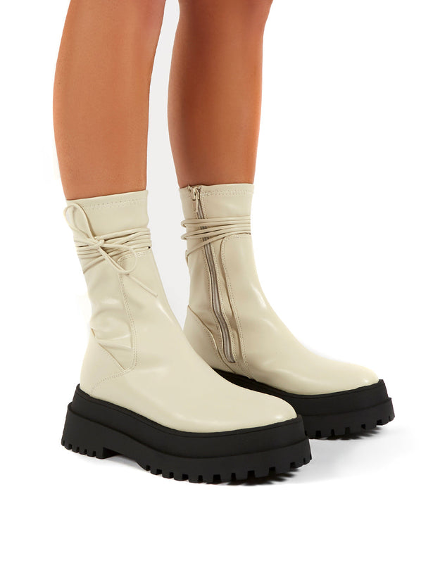 ladies cream boots