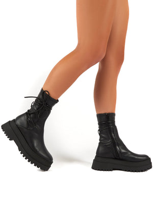 wide fit black flat boots