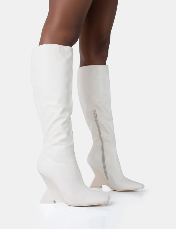 Long white boots for clearance sale