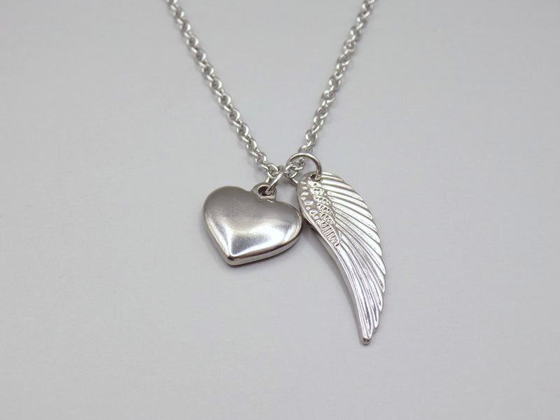 Angel Wing And Heart Necklace