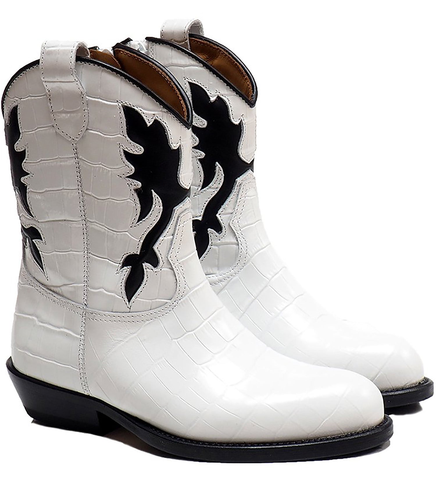 white crocodile boots