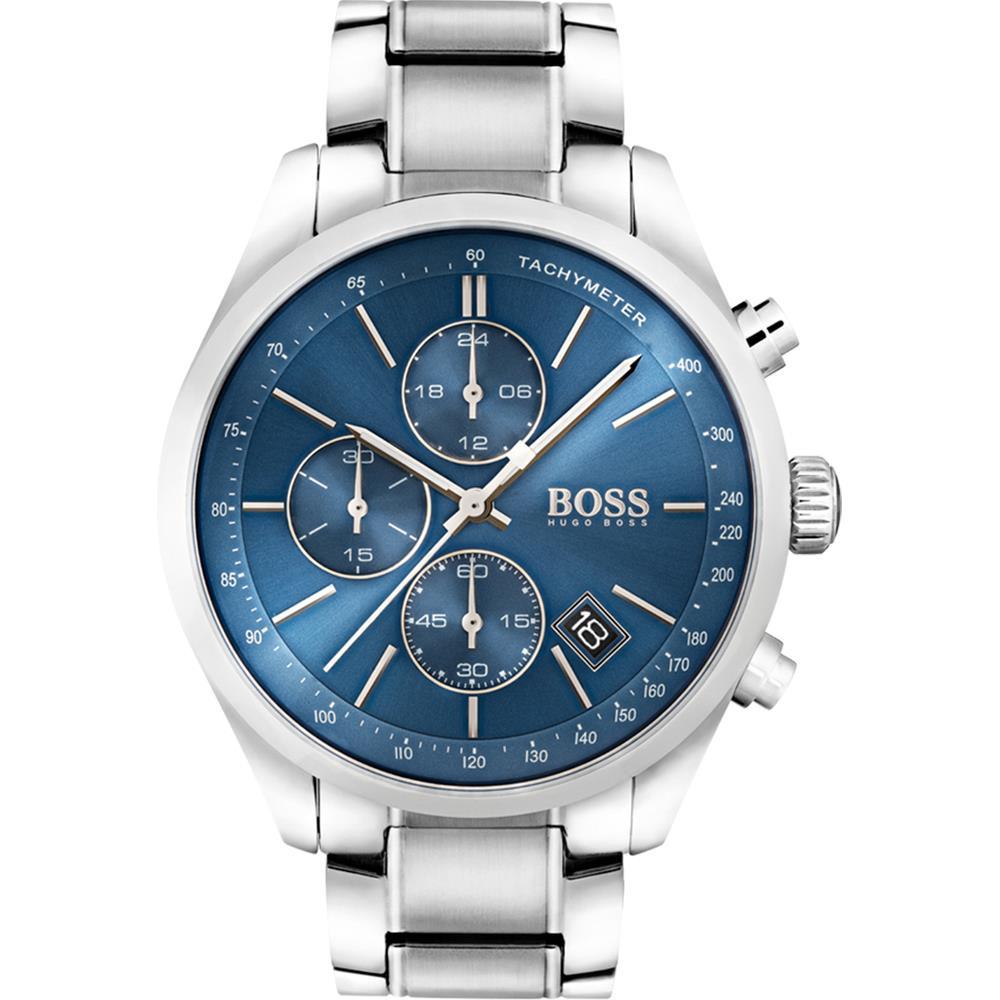 Hugo Boss 1513478 Grand Prix Blue Face Silver Men's Watch