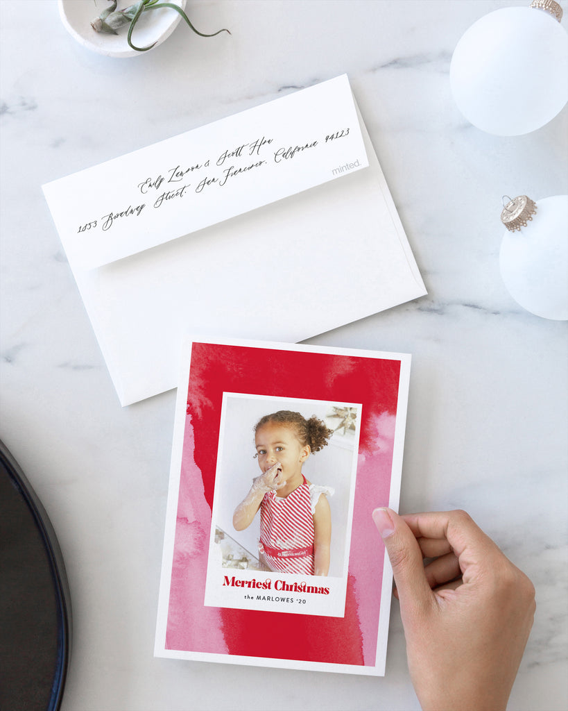 Pink and Red Peppermint holiday photo card by Erika Firm for Minted Holiday Collection 2020