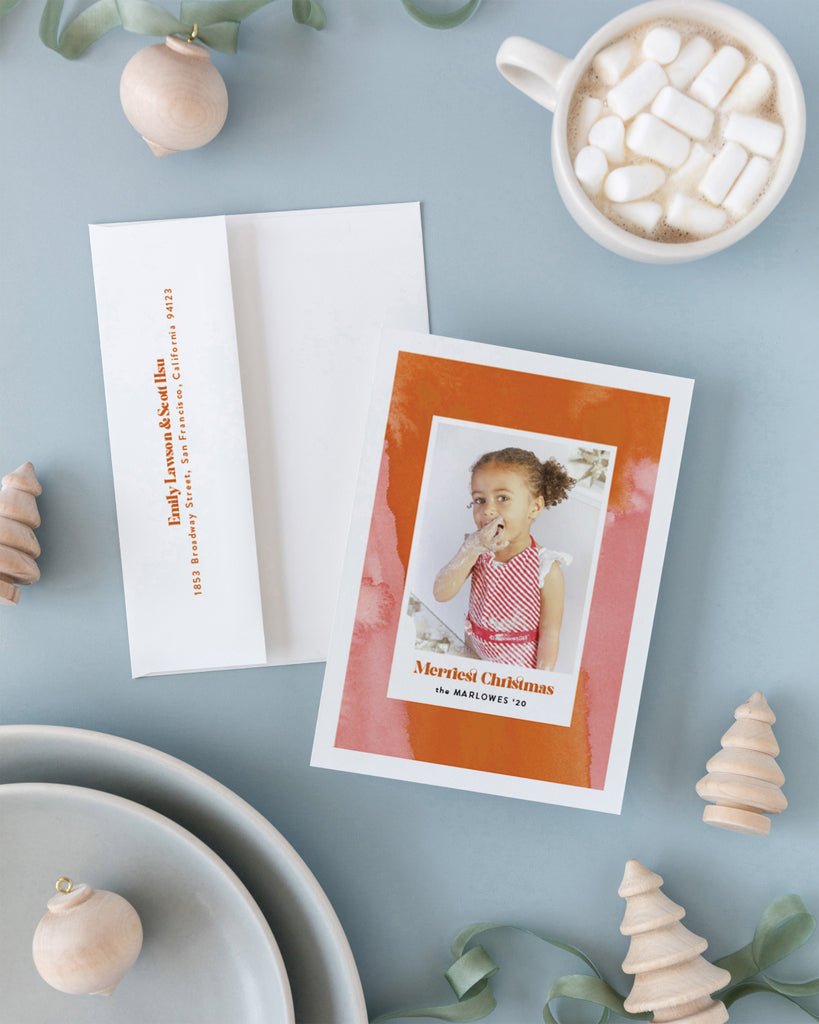 Pink and Orange Abstract Photo Frame holiday card by Erika Firm for Minted Holiday Collection 2020