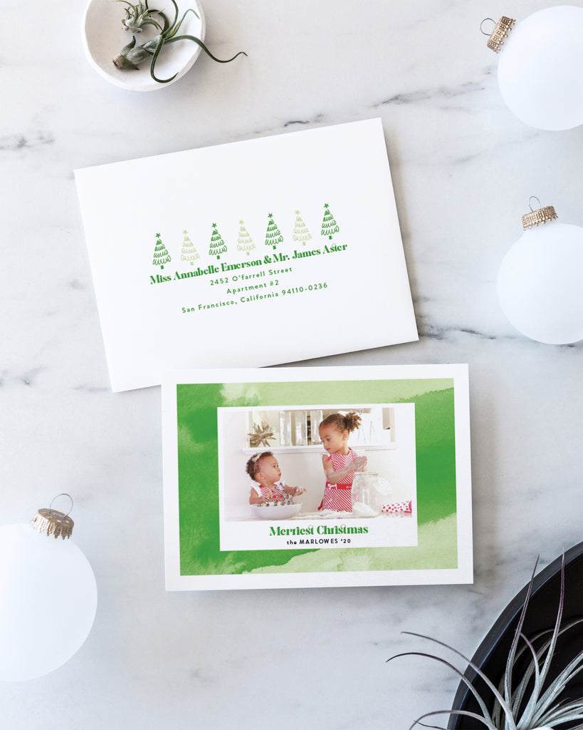 Mint Green abstract photo frame holiday card by Erika Firm for Minted Holiday 2020 Collection