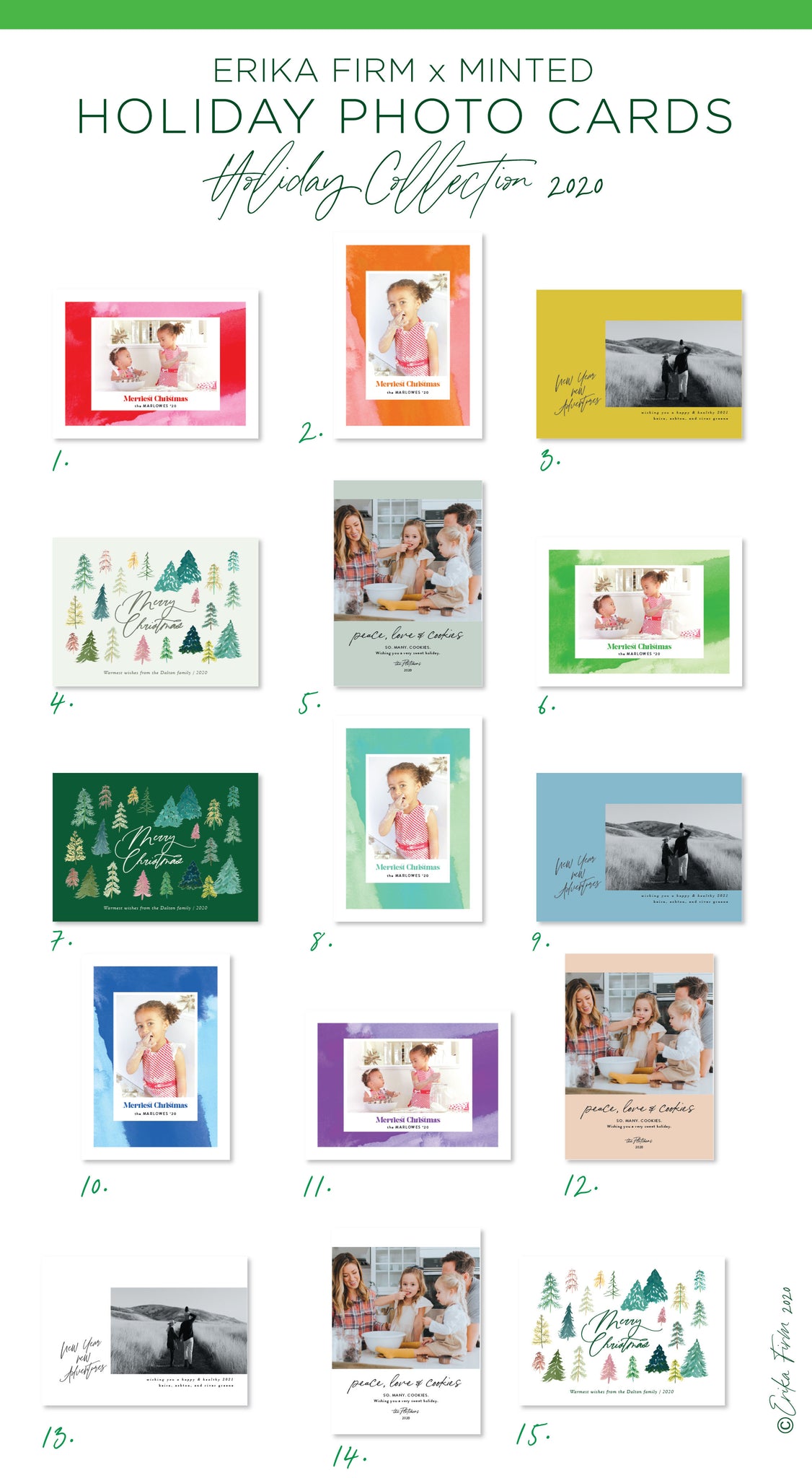 Erika Firm x Minted Holiday 2020 Photo Card Collection