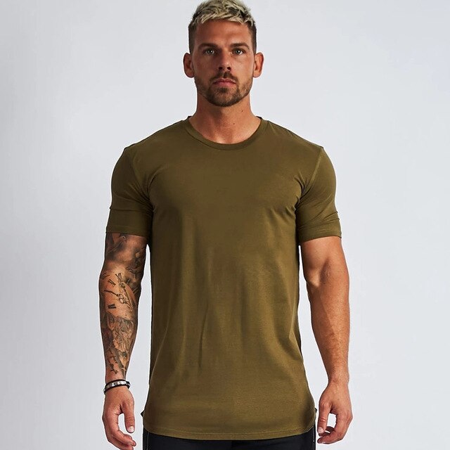 Slim Fit T-Shirt in Olivgrün für Herren – GYM WEAR24