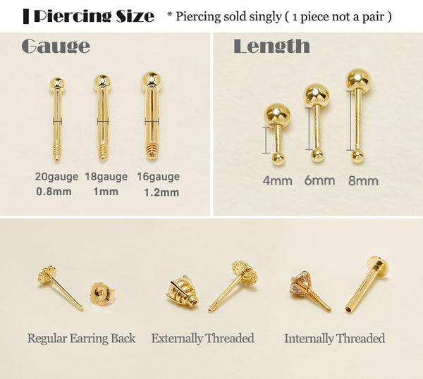 14K Gold Ball Cartilage Earring – MinimalBijoux