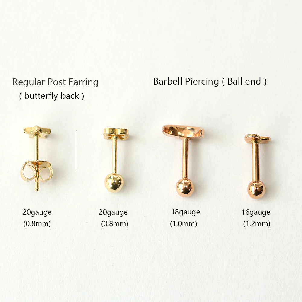 16g Straight barbell ball back earring post helix body jewelry stud – Siren  Body Jewelry