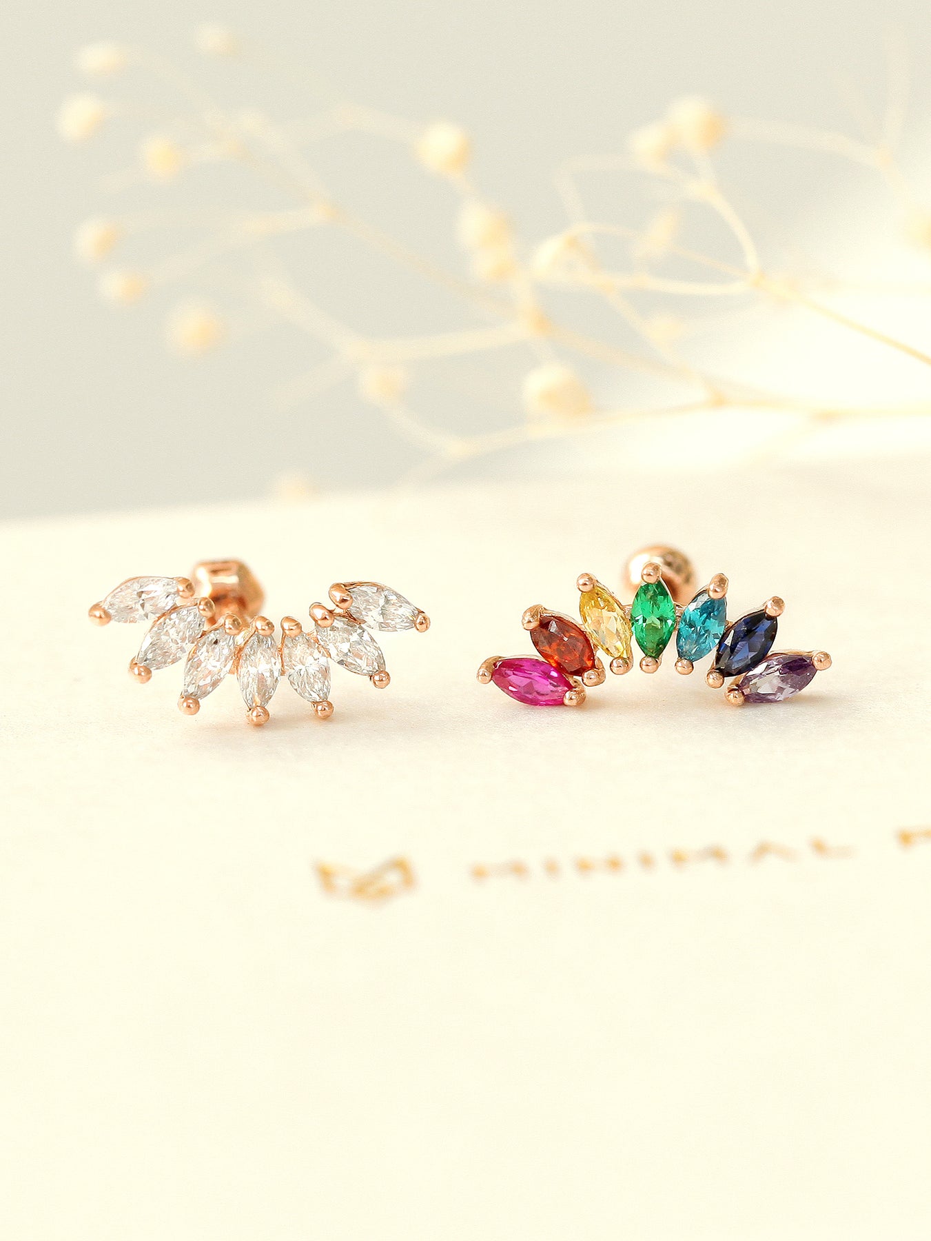 14K Gold Rainbow Tiara Cartilage Earring 18G16G – MinimalBijoux