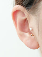 14K gold Opal & Pearl Tragus earring 20g