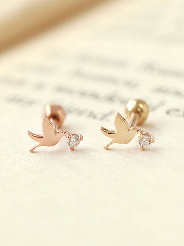 Gold Stainless Steel Stud Earrings Swallow Cute Flying Bird Charm  Hummingbird Earring for Women Jewelry Kids Birthday Pendientes - AliExpress