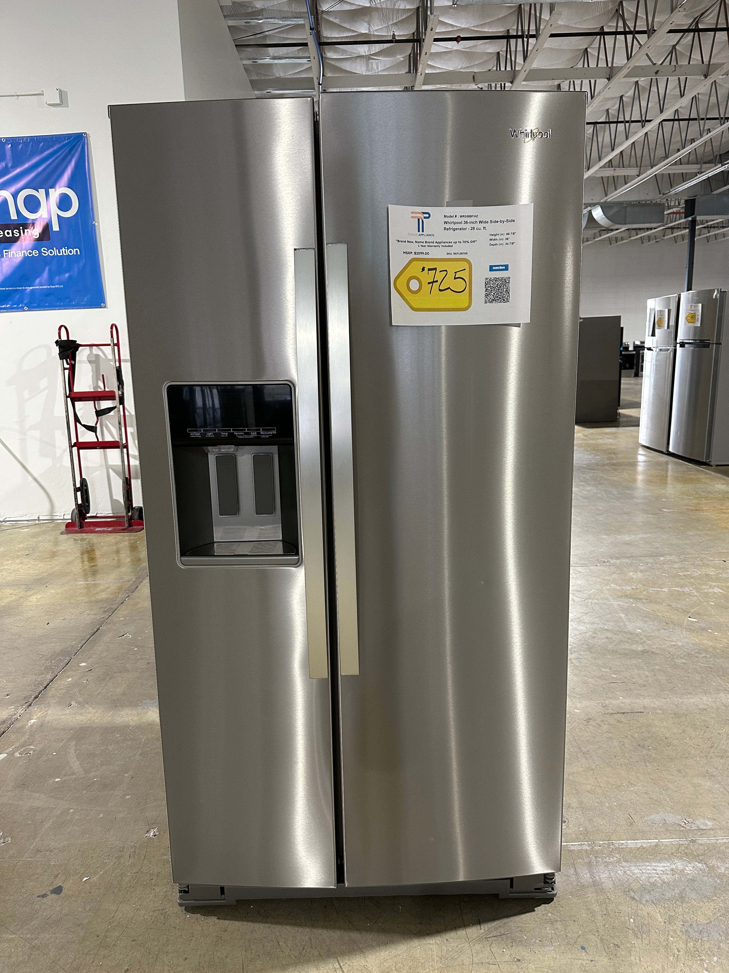 GORGEOUS NEW WHIRLPOOL SIDE BY SIDE REFRIGERATOR MODEL: WRS588FIHZ REF13870S