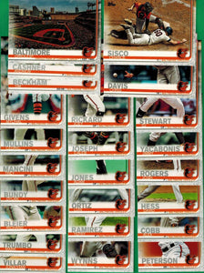 Baltimore Orioles 2019 Topps Complete Mint Hand Collated 24 Card Team Set