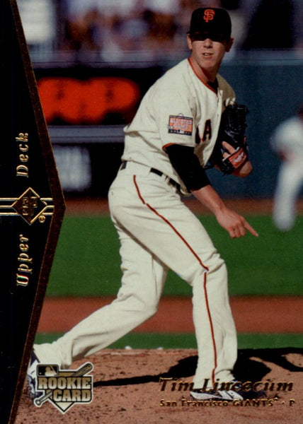 Tim Lincecum 2007 Topps Updates RED Lettering on Back Parallel