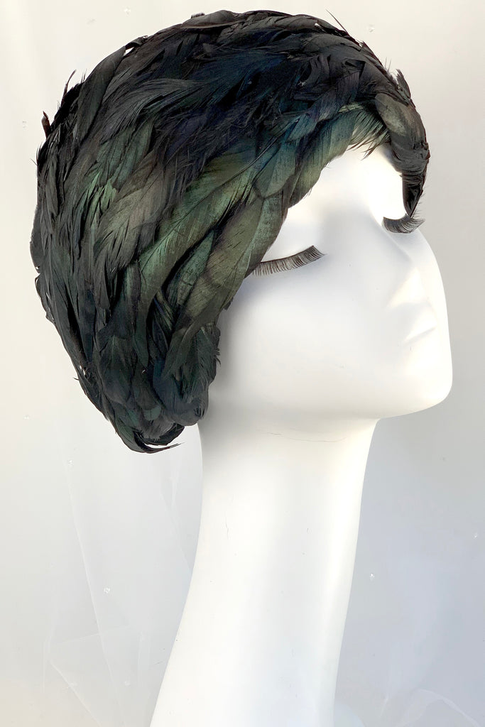 TIONNE | Vintage Jack McConnell Coque Rooster Feather Hat 1960s Bucket ...