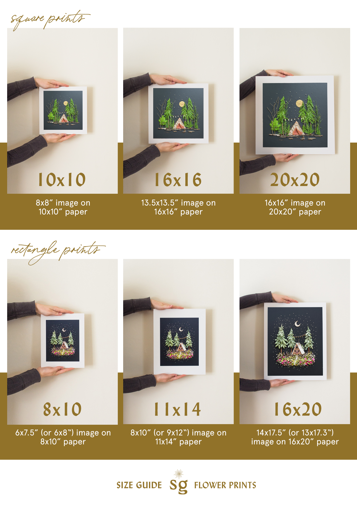Sister Golden | Flower Print Size Guide