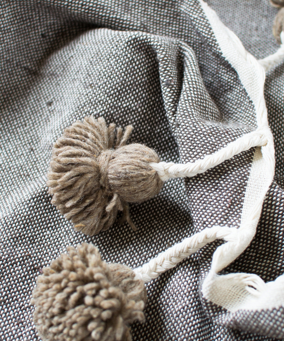 Perfect Taupe Moroccan Pom Pom Blanket Sister Golden