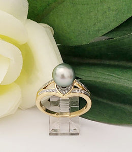 Gorgeous Kiara -Authentic Tahitian Smooth Round Pearl Ring