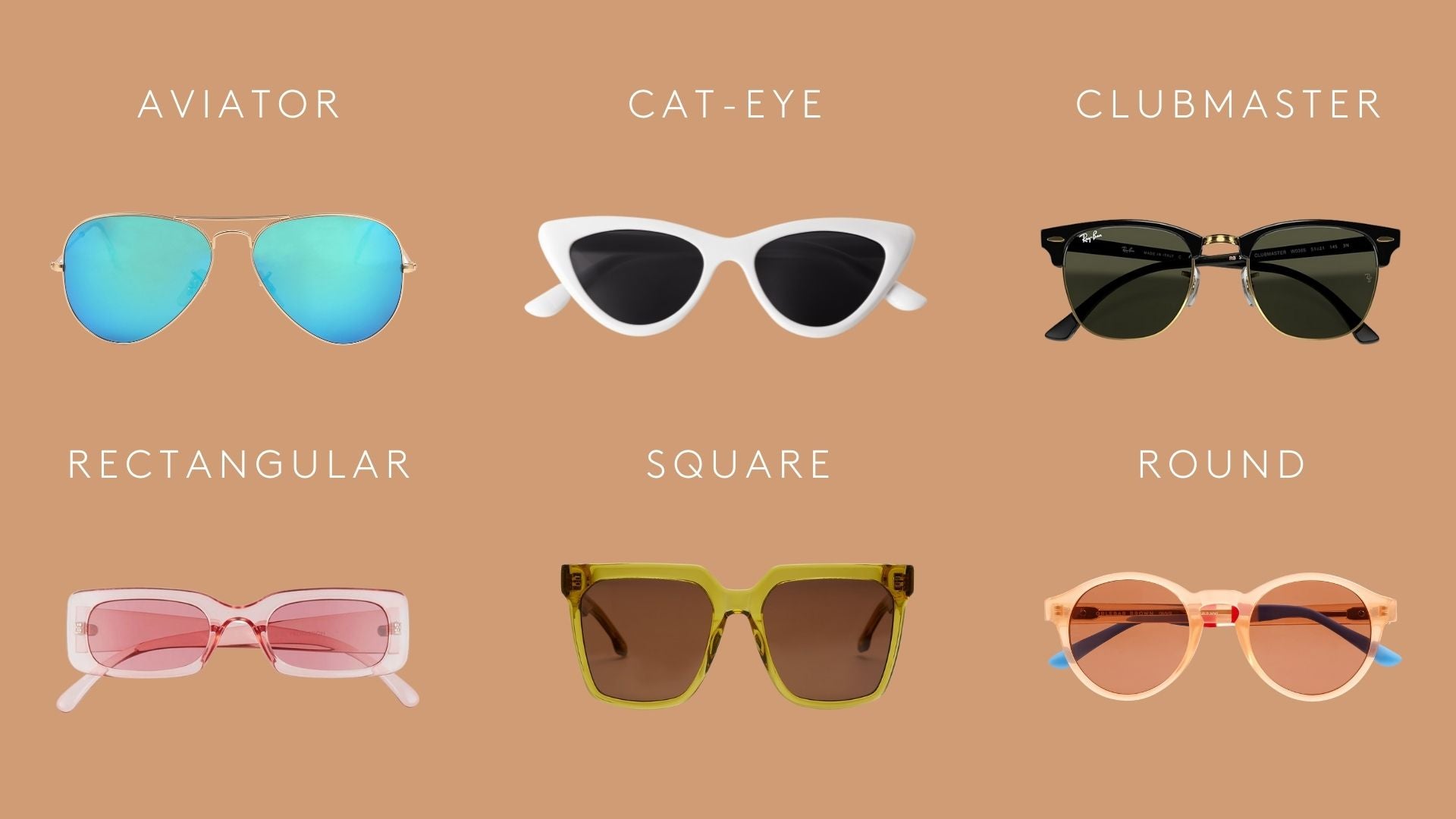 6 different styles of designer sunglasses