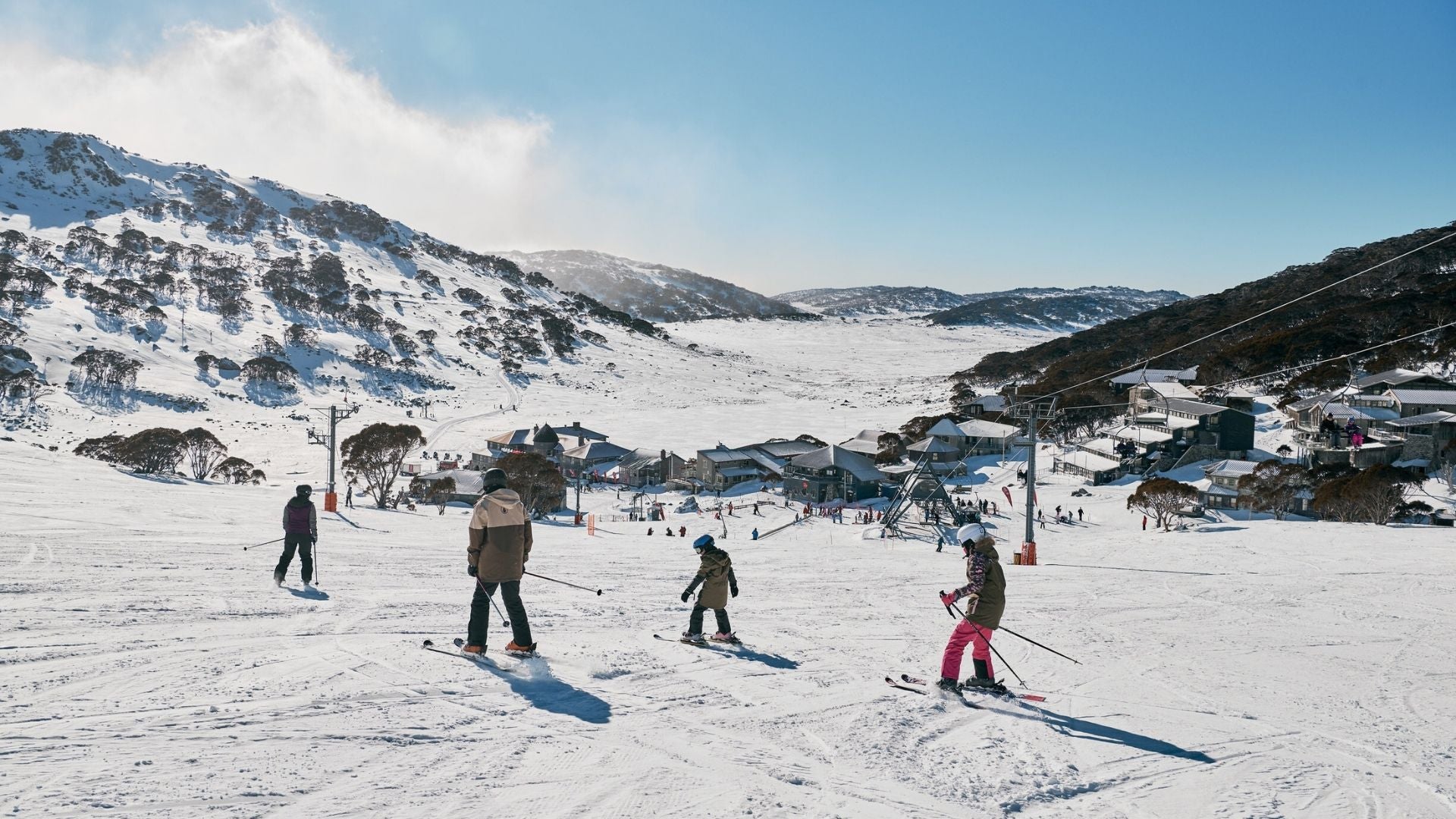 People skiing on the Victorian Alps during the winter holidays