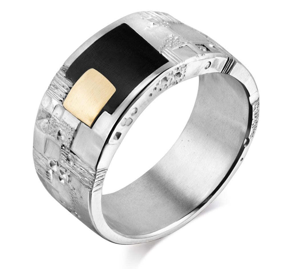 Ring in silver with squares and agathe - Martin Spreng on 58 Facettes