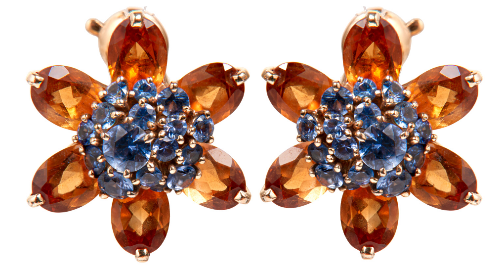 Pendientes Van Cleef & Arpels con flores de zafiro y citrino - Joya de segunda mano seguro 58 Facettes