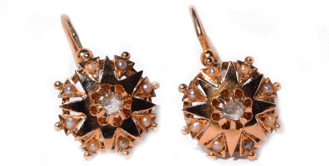 Pendientes Traviesas oro rosa diamante y perlas - Joya de segunda mano seguro 58 Facettes