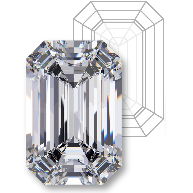 Emerald cut diamond- 58 Facettes