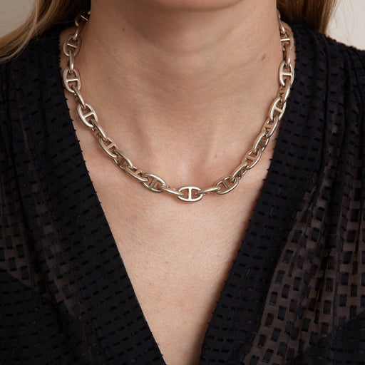 Hermes Chaine D'Ancre Verso Necklace In 18K Rose Gold 0.88 Ctw | Chairish