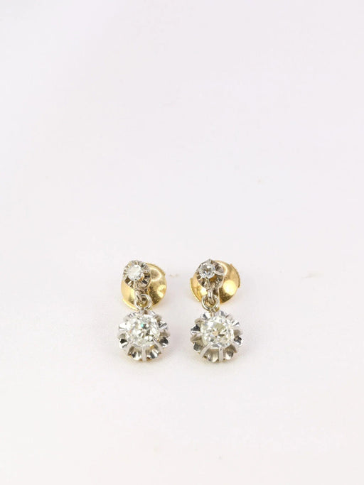 Boucles d'oreilles Dormeuses en or gris 18k et Platine vers 1930 avec  Diamants 1,50 Cts