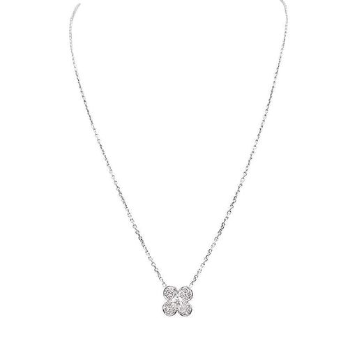 Diamond Halo Necklace, White Gold, Diamond Van Cleef Clover Pendant, Simple Diamond  Necklace, Diamond Pendant - Etsy