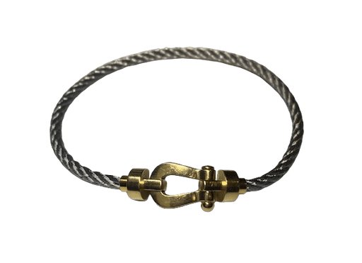 FRED Force 10 Bracelet MM 18K Gray Yellow Gold K18YG 750 Steel Au750