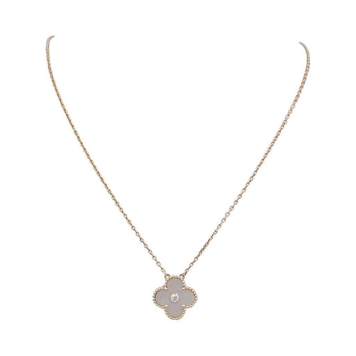 Mini Mother of Pearl Quatrafoil Necklace in Gold – Blue Beetle