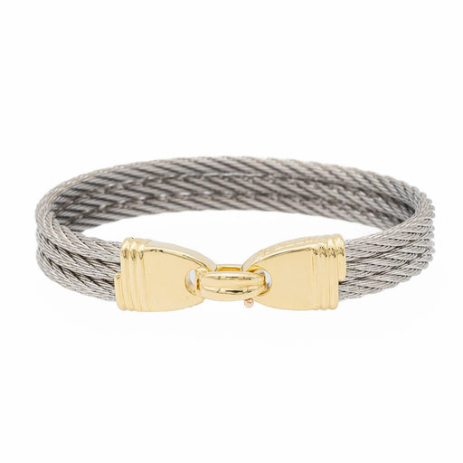 Fred force bracelet 10 MEDIUM MODEL T15 in white gold 18K STEEL CABLE  Silvery ref.909396 - Joli Closet