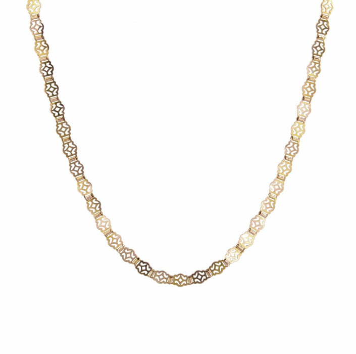Antique pink gold necklace with openwork and articulated patterns