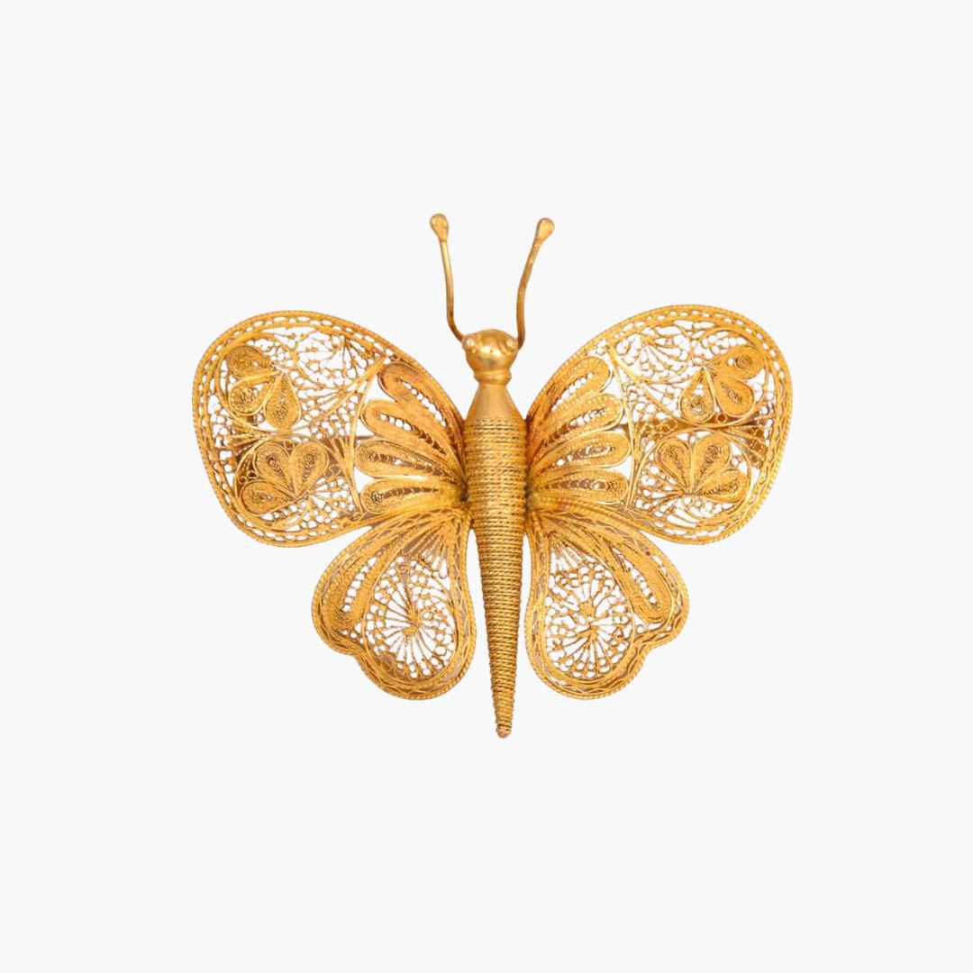 Broche Papillon, Or Filigrané XIXème Siècle