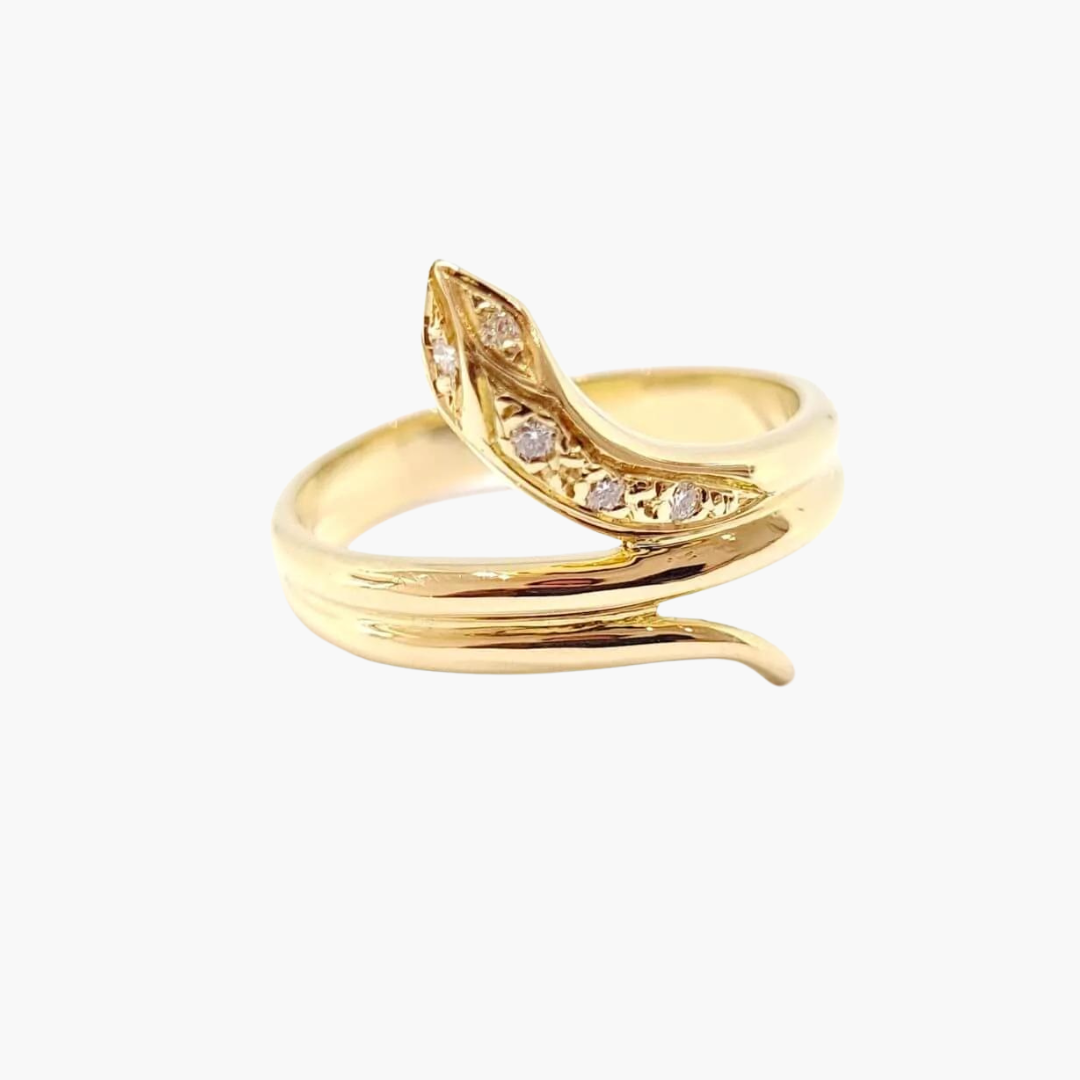 18k yellow gold diamond snake ring