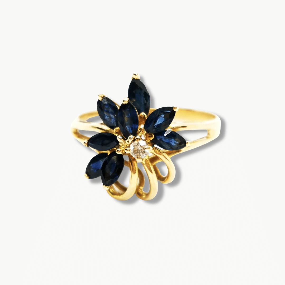 BAGUE FLEUR OR JAUNE SAPHIR