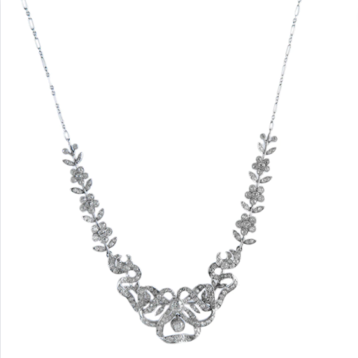 COLLIER GUIRLANDE PLATINE OR GRIS DIAMANTS