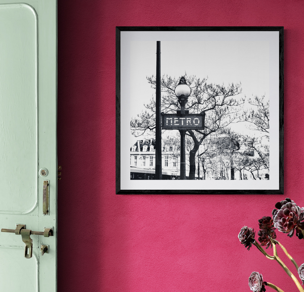 Pantone Viva Magenta 18-1750 Colour of the Year for 2023 Wall With Paris Metro Framed Wall Art