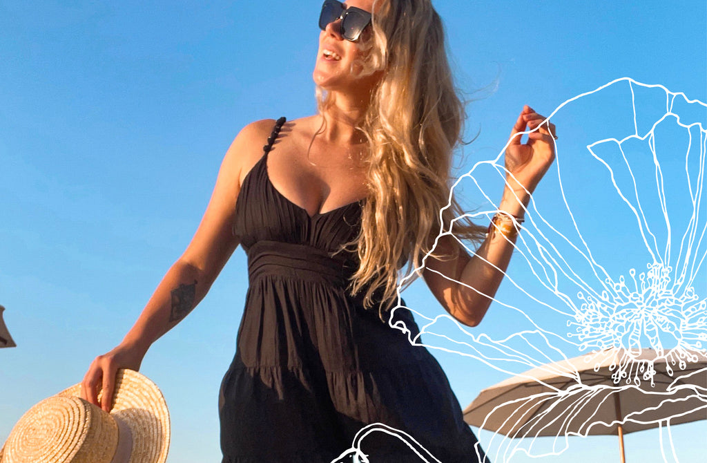 Stylish beach sunglasses with summer jumpsuits