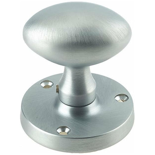 Ringed Mortice Round Door Handle Knob (Sprung) Satin Nickel - Pair