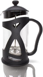  French Press Coffee Maker With Reusable Stainless Steel Filter, Large Comfortable Handle & Glass Protecting Durable Black Shell